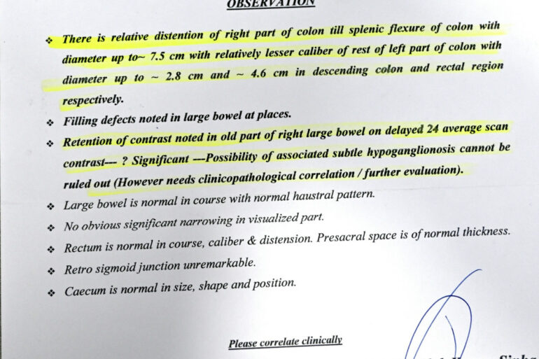 A ray of Hope in a case of Hirschsprung’s Disease. Case from Kanpur getting cured